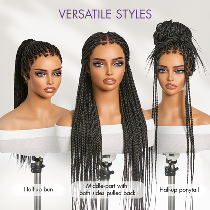 OwnScalp Salon Braids Super Natural Scalp Lace Knotless Box Braided Wig Flexi-Fit Invisi Drawstring Cap
