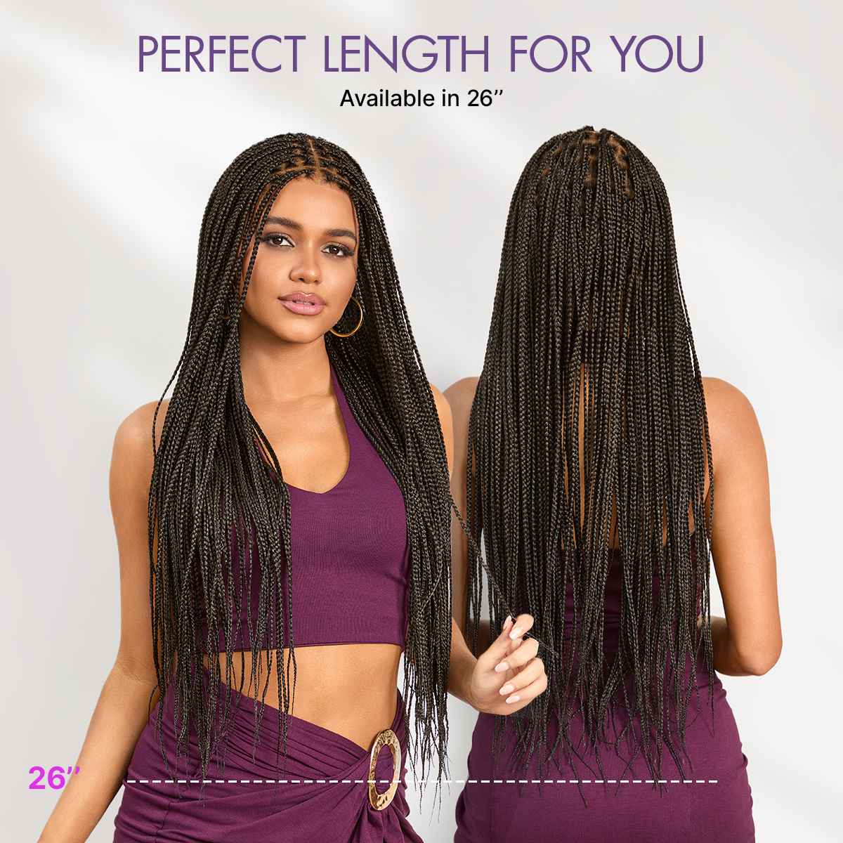 OwnScalp Salon Braids Super Natural Scalp Lace Knotless Box Braided Wig Flexi-Fit Invisi Drawstring Cap