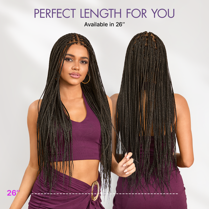 OwnScalp Salon Braids Super Natural Scalp Lace Knotless Box Braided Wig Flexi-Fit Invisi Drawstring Cap