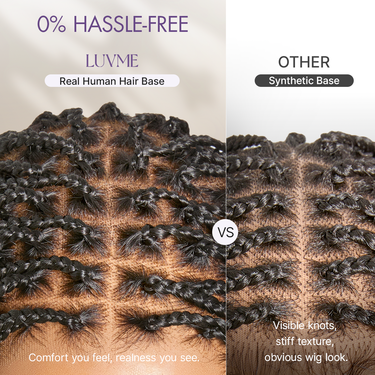 OwnScalp Salon Braids Super Natural Scalp Lace Knotless Box Braided Wig Flexi-Fit Invisi Drawstring Cap