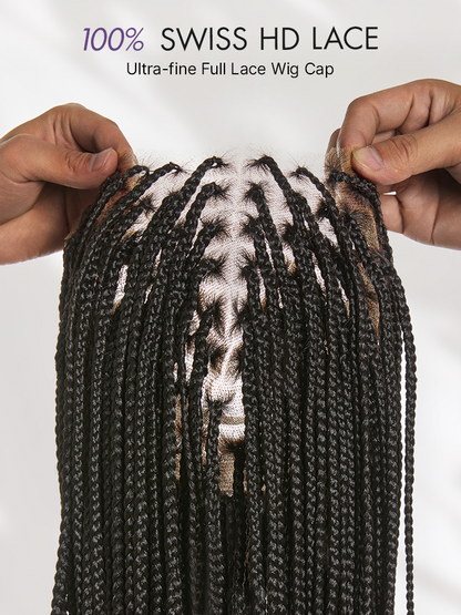 OwnScalp Salon Braids Super Natural Scalp Lace Knotless Box Braided Wig Flexi-Fit Invisi Drawstring Cap