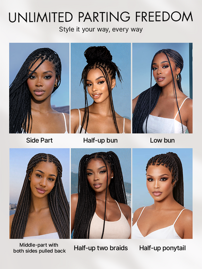 OwnScalp Salon Braids Super Natural Scalp Lace Knotless Box Braided Wig Flexi-Fit Invisi Drawstring Cap