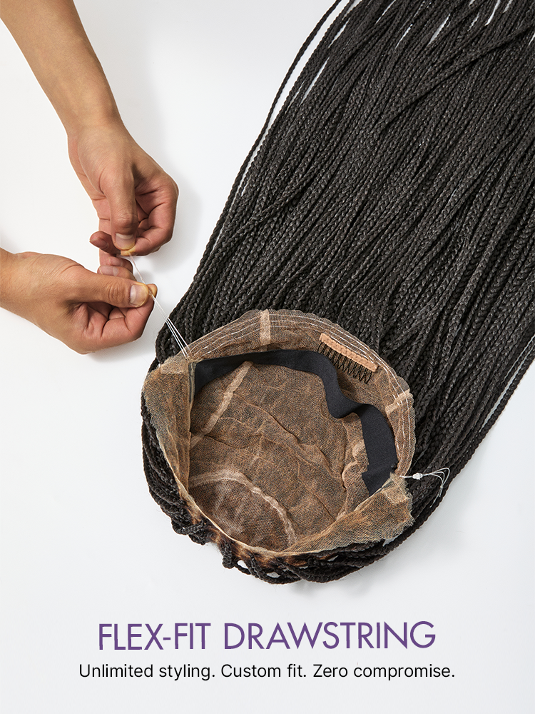 OwnScalp Salon Braids Super Natural Scalp Lace Knotless Box Braided Wig Flexi-Fit Invisi Drawstring Cap