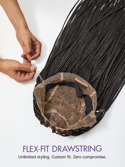 OwnScalp Salon Braids Super Natural Scalp Lace Knotless Box Braided Wig Flexi-Fit Invisi Drawstring Cap
